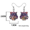 Enamel Alloy Anime Flower Owl Earrings Dangle Cute Bird Jewelry