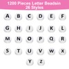 Vicloon 1200 Pcs Acrylic Letter Beads, 7mm White Alphabet Beads