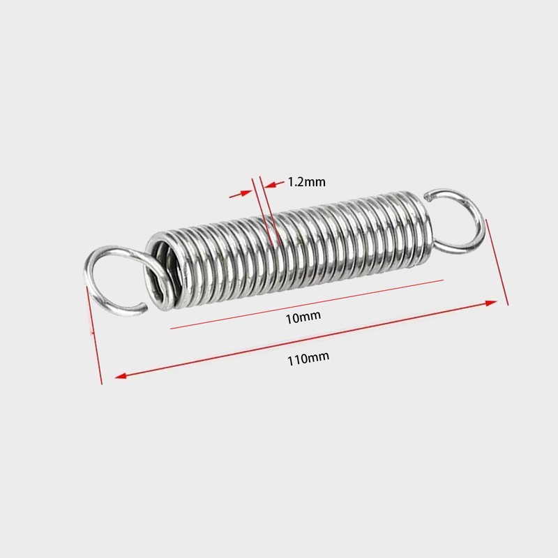 6Pcs Dual Hook Tension Spring, Wire Diameter 1.2mm, OD 10mm,