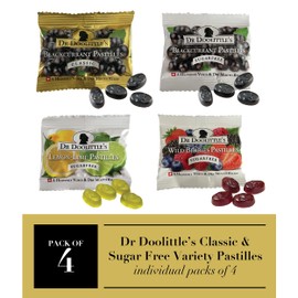 Dr Doolittle's Soft Fruit Pastilles Sugar Free and Classic Variety Pack for Voice and Throat, .33 Ounce Travel Size Bag, Approximately 4 Pack