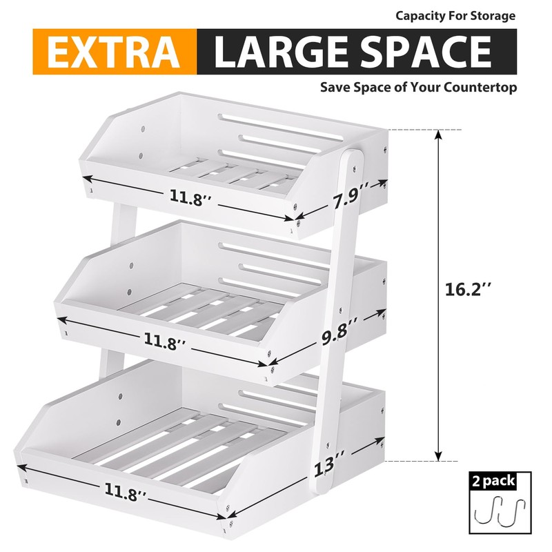 Gmtsl Bamboo Fruit Basket – 3 Tier Fruit Bowl For