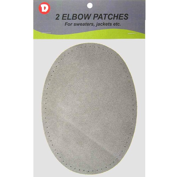 2 Large Sew-On Natural Suede Elbow Patches 4.75 in x 6.5 in - Grey