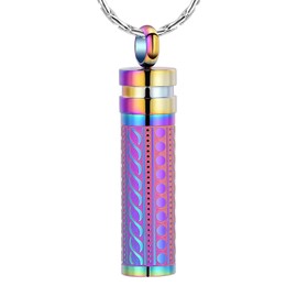 constantlife Cremation Jewelry for Ashes Openable Pill Case Urn Necklace Keepsake Perfume Memorial Pendant Locket Charm Accessories (Colorful)