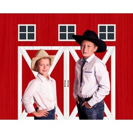Red Barn Farm Rustic Backdrop 10x8ft Western Cowboy Harvest Wood Background Windmill Animals Barnyard House Kids Birthday Party Background Western Party Decor Baby Shower Newborn Photocall