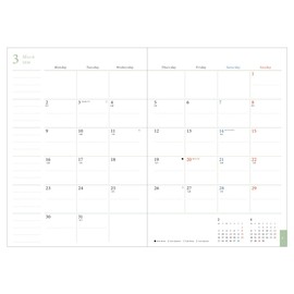 2026 Planner, Schedule Book, Starts in March 2026, Monthly Block B6 Size, Hole Heart Teddy Bear, Beige Marks 26SDR-CM02-BE