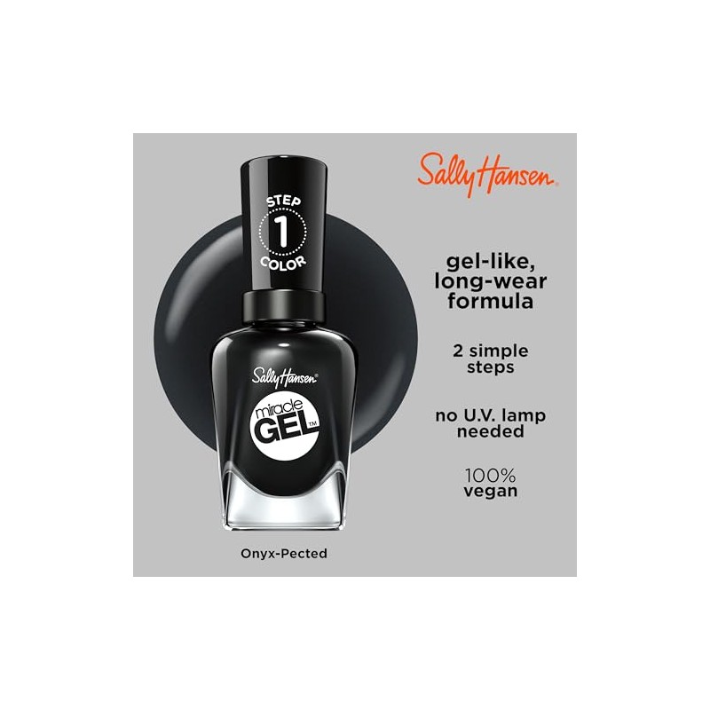 Sally Hansen Esmalte para Uñas Miracle Gel, Blacky O', 14.7ml