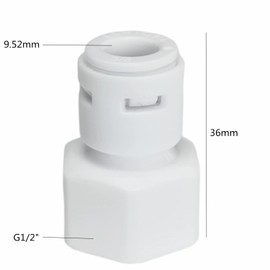 Quick Connector 2 Pack, G1/2" Female Thread to 9.52mm Tube, Straight Connect Fitting for Water Filter, Straight Connection Fitting, Tube Fittings, Tube Adapter, Aquarium Tub Pool Pipe Connector, ABS White