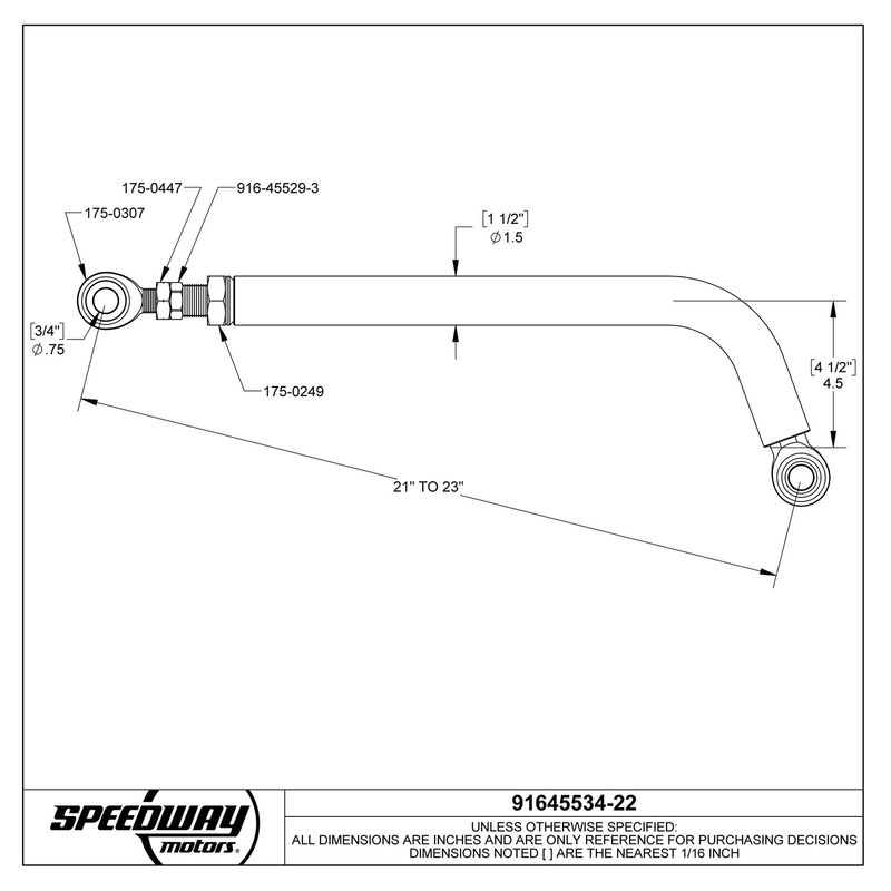 4.5 Bend Lightweight Chrome Moly Adjustable Panhard Bar, 20 In.