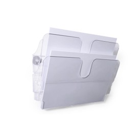 Durable Flexiplus 1709022400 Brochure Dispenser 2 Compartments A4 Landscape Document Holder Magnetic Transparent