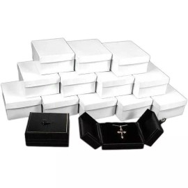 FindingKing 12 Black Pendant Gift Boxes w/Snap Lids 3 1/2"