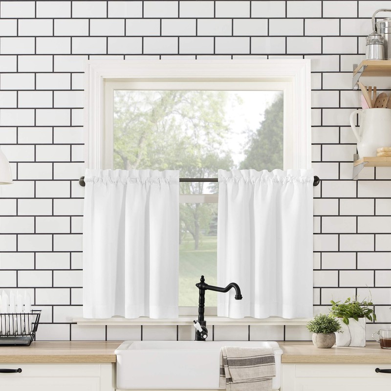 No. 918 Martine Microfibre Valance and Tier Set, Semi Clear,