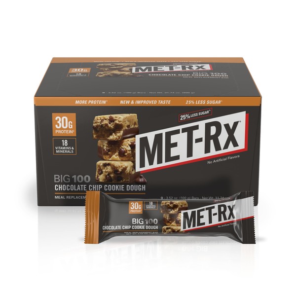 MET-Rx Big 100 Colossal Protein Bars, Chocolate Chip Cookie Dough