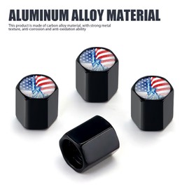 Irinidig 4 PCS Car Tire Valve Cap, American Flag Statue of Liberty Trim Sealing Cover, Universal for Car Motorcycle (Black)