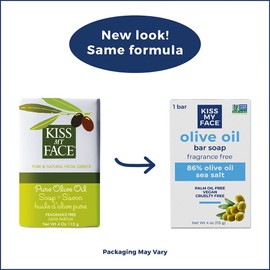 Kiss My Face Moisturizing Bar Soap for All Skin Types - Pure Olive Oil, 4 oz. (Packaging May Vary)