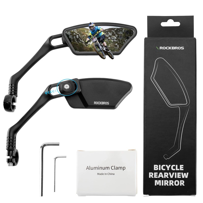 ROCKBROS - Espejos de bicicleta para manubrio HD resistente a