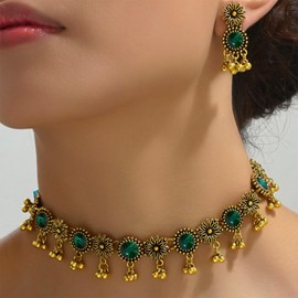Indian Jewelry Sets for Women Wedding Jewelry Necklace Set Indian Choker Necklace with Maang Tikka Earrings Set Jewelry Gift