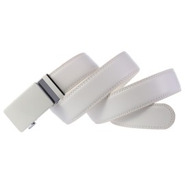 Lyqqine Men's Ratchet Leather Belt White Business Casual Belt Adjustable Belt for Jeans White Belts for Men (White)
