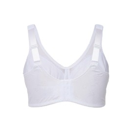 Ulla Popken Ladies’ Relief Bra, Non-Wired, Rhinestone Pendant, C–G Cup Bra, White