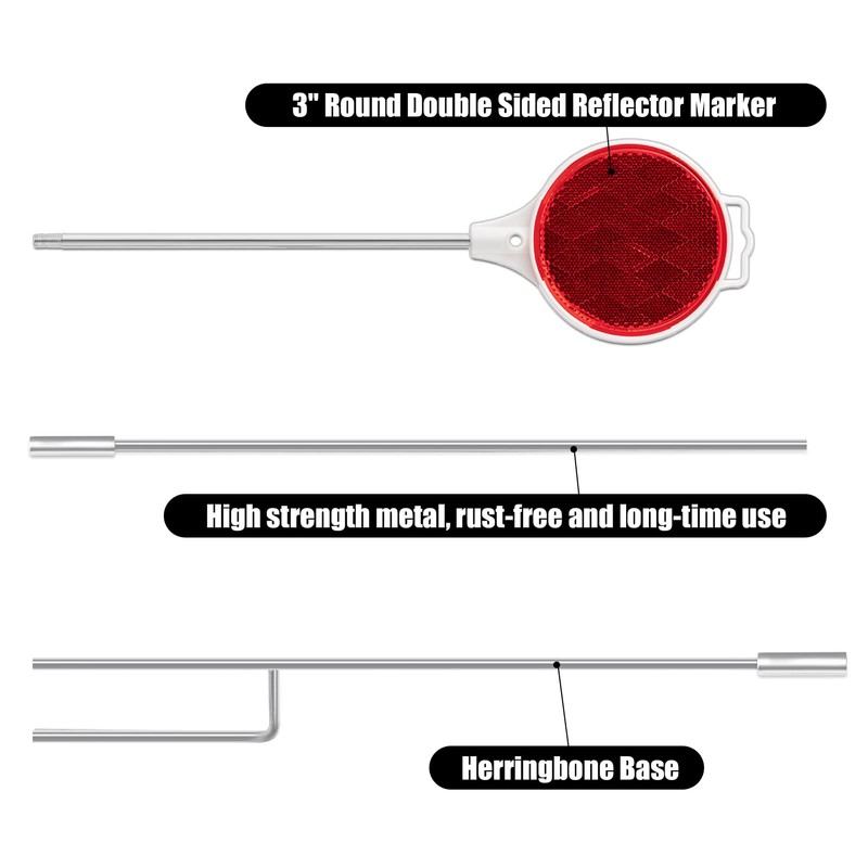 CZC AUTO Red Reflective Driveway Markers 37.5-inch Double Sided Metal
