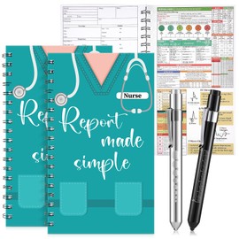 Pajean 4 Pcs Nurse Report Sheet Notebooks with Medical Pens Light Made Simple Pocket Journals Spiral Essentials Notepads for Nurse Appreciation Gifts Rn Student Clinical Supplies(Tall)