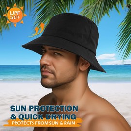 EINSKEY Bucket Hat Men Women UV Protection - Foldable Quick-Drying Sun Hat for Versatile Outdoor Activities, black