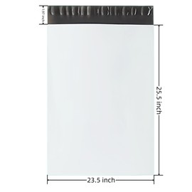 White Poly Mailers 23.5x25.6 Inches Waterproof Self Sealing Shipping E Commerce Bags for Apparel and Non Fragile Items 10 Pack