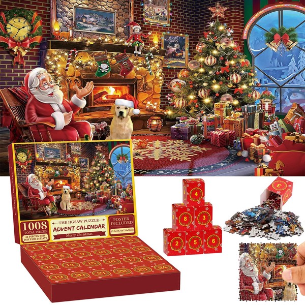 1008 Pieces Christmas Jigsaw Advent Calendar 2024 Adults Kids Christmas