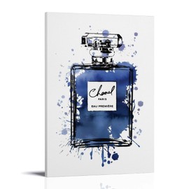 WEboL Fashion Black Inky Navy Blue Perfume Bottle Decorative Painting Canvas Wall Art Picture Print Modern Family Bedroom Decor 16x24inch(40x60cm), style