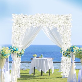 Sggvecsy Cherry Blossom Garland Artificial Cherry Flower Vines 2 Pack Hanging Silk Flowers Garland for Home Wedding Garden Party Arch Office Decor (White)