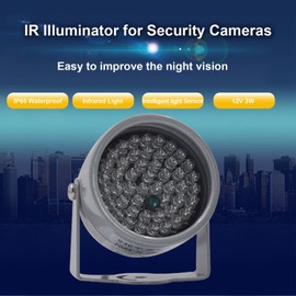 ASHATA IR , 48 LEDs Night Vision IR Infrared Light for Security Camera CCTV and IP Camera, 60 Degree Wide Angle, , Illuminating Distance of 16 to 66ft, Auto Light on Sensor