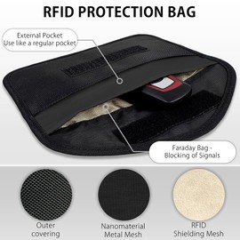 MyGadget 2X Faraday Pouch for Phone [10.5 x 19.5 cm] - RFID & NFC Signal Blocker for Smartphones [up to 6.8"] & Car Keys [Keyless Go] - Black