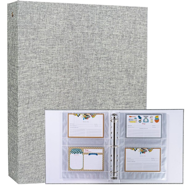A4 3 Ring Binder Recipe Card Holder Book with 30