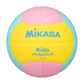 MIKASA SD20-YP Smile Dodgeball, No. 2, 5.6 oz (160 g), Recommended Pressure: 1.4–2.1 psi (0.10–0.15 kgf/cm2), Yellow/Pink/Green