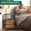 Simple Trending Nightstand with Charging Station, End Table Side Table