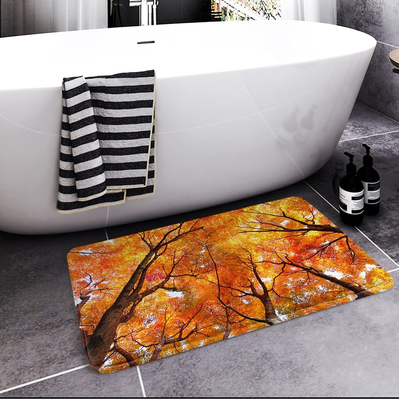 Britimes Bath Mat Bathroom Mat Rug No Silp, Autumn Fall