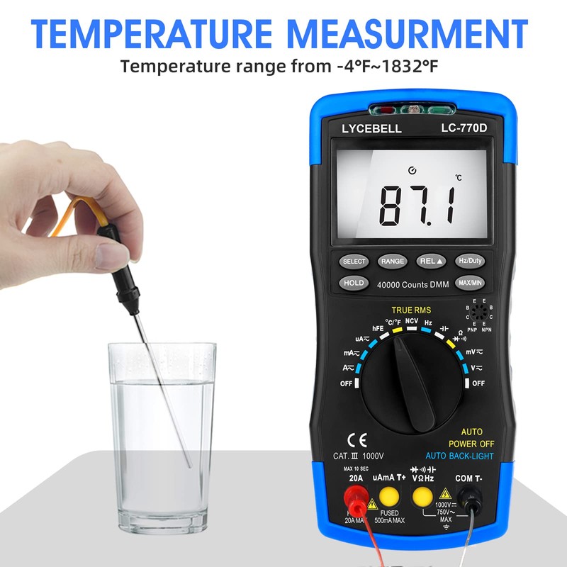 Digital Multimeter LC-770D TRMS Voltmeter Ammeter for Measures NCV AC/DC