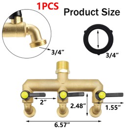 Antrader 1Pcs Brass Hose Faucet Manifold,3 Way Faucet Elbow Splitter with Long Handle Individual ON/Off Valves,Outdoor Frostproof Faucet Splitter for 3/4" Hose Connector