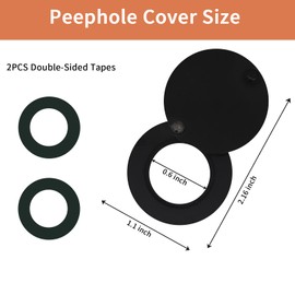 Peephole Cover for Home, Door Viewer Peep Hole Solid Brass Peephole Protector Peep Hole for Door with Self Adhesive Installation Tool Use for Hotel Dormitory Office (Black)