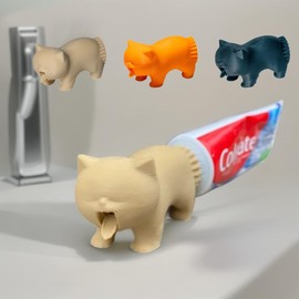 JingMiao Toothpaste Cap Dispenser –Creative Vomiting Kitty Topper for Cat Lovers, Funny and Functional Bathroom Accessory(Environmentally Friendly Materials) (Black)