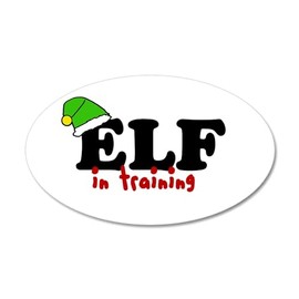 CafePress Elf in Training' 22X14 Oval Wall Peel 20"x12" Oval Wall Decal, Vinyl Peel, Reusable Cling
