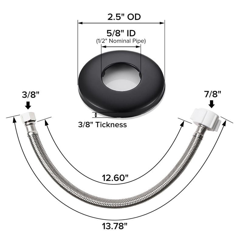 JEAPHA Toilet Connector Plumbing kit，Complete Toilet Set Valve, 1/2 inch