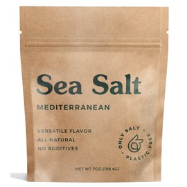 Only Only Organic Mediterranean Sea Salt - Fine Grain Kosher Salt Rich in 70+ Trace Minerals - Unrefined, All-Natural Seasoning for Cooking, Grilling & Electrolyte Drinks, 7 oz Bag