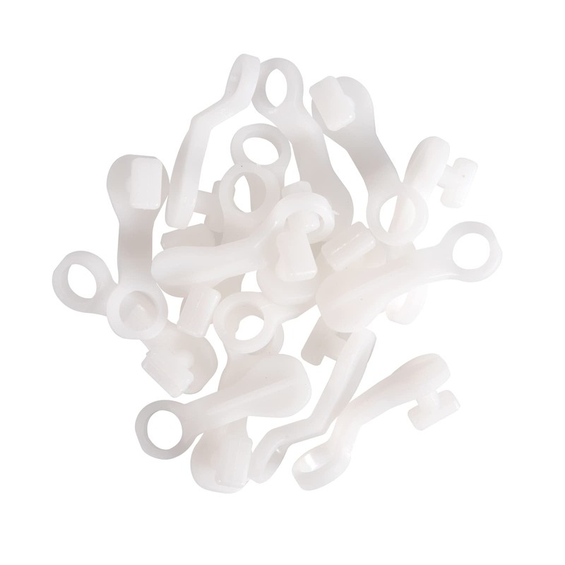 Curtain Glider Hooks White Plastic Curtain Hook (Pack of 25)