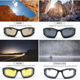 BONFQERT 2 Pairs of Cycling Glasses Mens, Motorcycle Goggles - Goggles Safety Glasses Polarised with 5 Pairs of Lenses