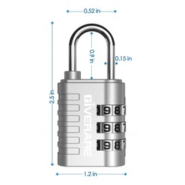 GIVERARE 8 Pack Combination Lock, 3-Digit Padlock Keyless, Resettable Luggage Locks for Backpack, Gym & School & Employee Locker, Weatherproof Travel Lock for Fence, Backyard Gate, Hasp, Case-Silver