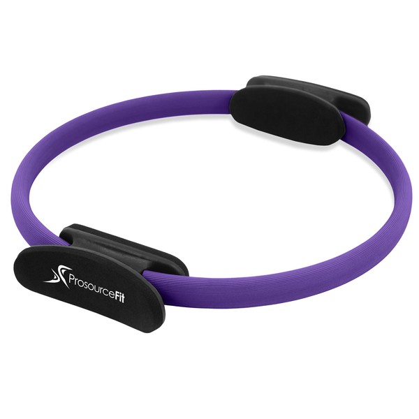 ProsourceFit Pilates Resistance Ring 14” Dual Grip Handles for Toning and Fitness-Purple