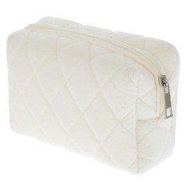 Gjinxi Makeup Bag Travel Cosmetic Bag, Fluffy Make Up Bag Organizer Case for Women Teen, Cute Toiletry Bag Makeup Pouch Skincare Travel Makeup Brushes Storage Organizer Bag(White)