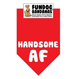 Bandana - Handsome AF (One Size Fits Most for Medium to Large Dogs, Red)