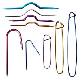 Gnognauq 9 Pcs Aluminum Cable Needles Cable Stitch Holders Bonus Bent Tapestry Yarn Knitting Needle Sets for Knitting Crochet Projects
