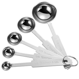WOLMIK Measuring Spoon Set, Stainless Steel Teaspoon, 5 Pieces Small Spoon Set with Scale, 1/8, 1/4, 1/2, 1 TSP & 1 TBLS Measuring Spoon for Small Dry Rations, Liquids, Baking Measuring, Solids